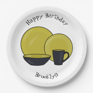 Tableware set cartoon illustration paper plate