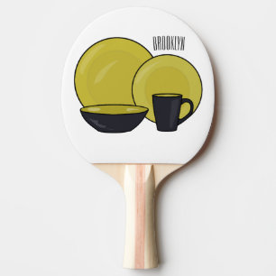 Tableware set cartoon illustration  ping pong paddle