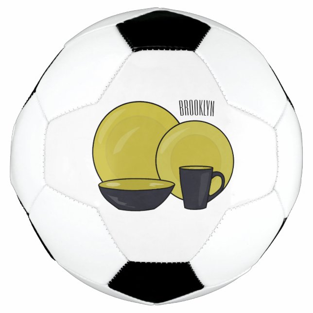 Tableware set cartoon illustration  soccer ball (Front)