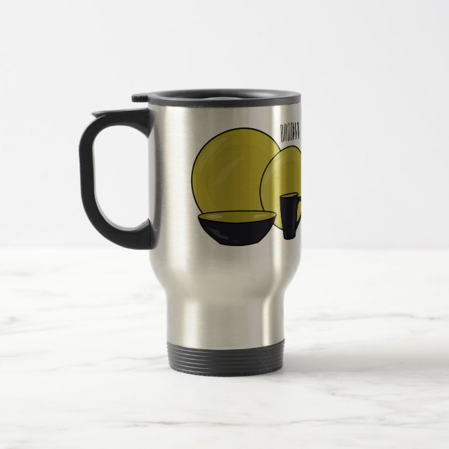 Tableware set cartoon illustration  travel mug (Left)