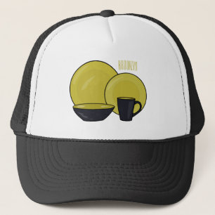 Tableware set cartoon illustration  trucker hat