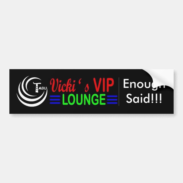 Tabu Black Bumper Sticker VIP (Front)