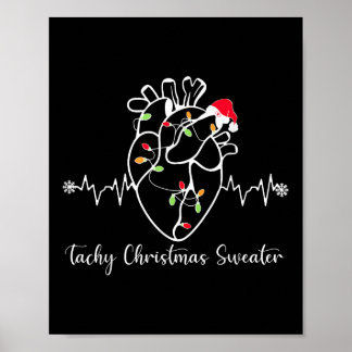 Tachy Christmas Sweater Anatomy Heart Cardiac Nurs Poster