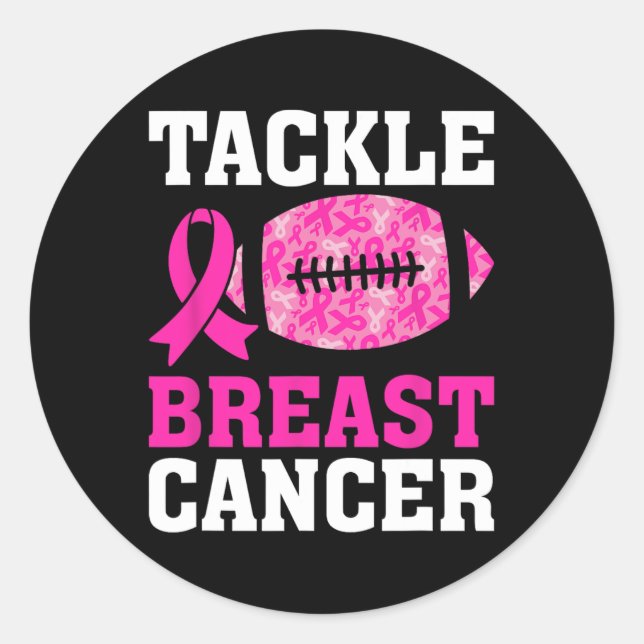 Tackle Breast Cancer Awareness Fighting American F Classic Round Sticker (Front)