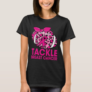 Tackle Breast Cancer Awareness Footll Leopard Pink T-Shirt
