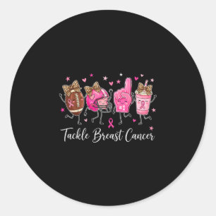 Tackle breast cancer awareness month football mum classic round sticker