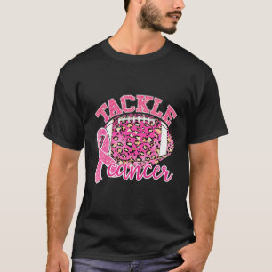 Tackle Breast Cancer Awareness Pink Leopard Footba T-Shirt