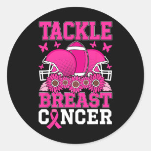 Tackle Breast Cancer Awareness Support Pink Ribbon Classic Round Sticker