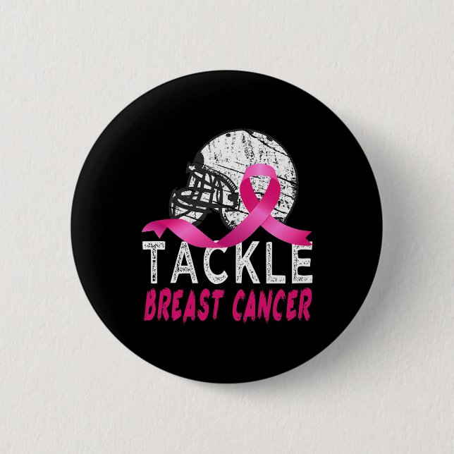Tackle Breast Cancer Awareness Survivor Football O 6 Cm Round Badge (Front)