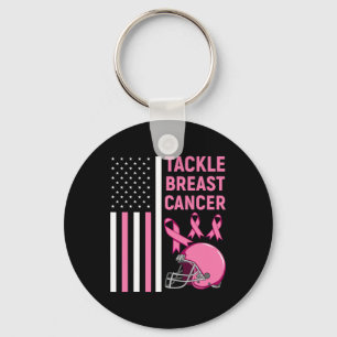 Tackle Breast Cancer Football American Flag  Key Ring