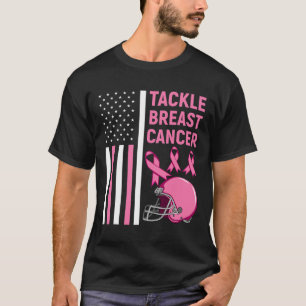 Tackle Breast Cancer Football American Flag  T-Shirt