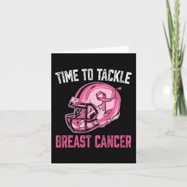 Tackle Breast Cancer Football Helmet Pink Ribbon A Card (Front)