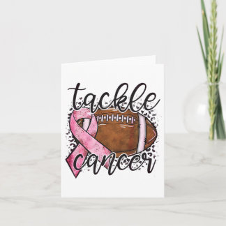 Tackle Breast Cancer Footbyll Pink Ribbon Awarenes Card