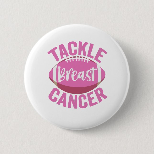 Tackle Breast Cancer Funny Football Awareness Gift 6 Cm Round Badge (Front)
