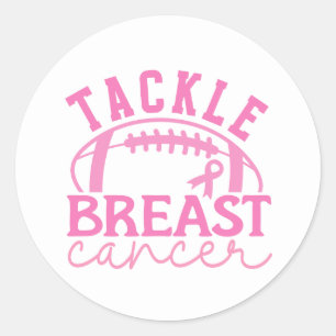 Tackle Breast Cancer Pink Ribbon Awareness Classic Round Sticker