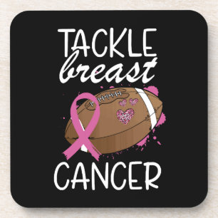 Tackle Cancer Breast Cancer Awareness Ribbon Coaster