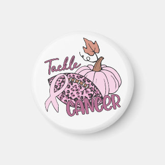 Tackle Cancer Football Pumpkin Breast Cancer Magnet