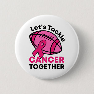 Tackle Cancer Together Football Breast Cancer Ribb 6 Cm Round Badge