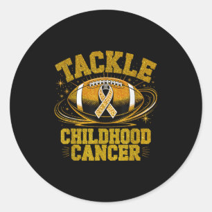 Tackle Childhood Cancer Awareness Football Strengt Classic Round Sticker