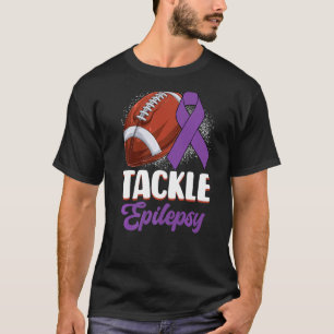 Tackle Epilepsy Awareness Day Warrior Football Pur T-Shirt