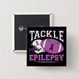 Tackle Epilepsy Purple Ribbon Football 15 Cm Square Badge