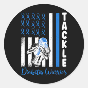 Tackle Flag USA Diabetic Blue Diabetes Type 1 Awar Classic Round Sticker