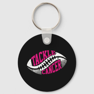 Tackle Football Ball Pink Ribbon Breast Cancer Awa Key Ring