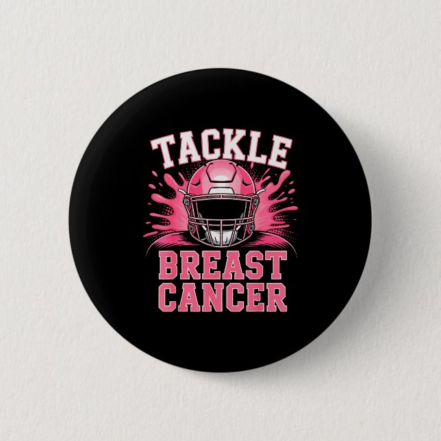 Tackle Football Breast Cancer Awareness Nk Ribbon  6 Cm Round Badge (Front)