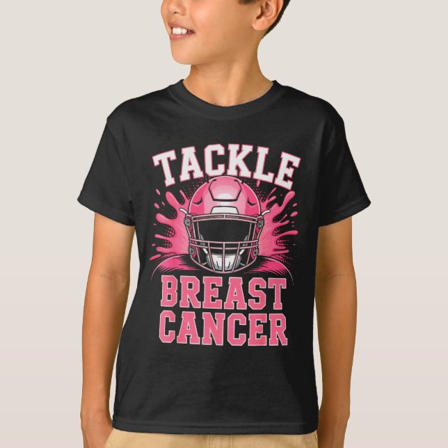 Tackle Football Breast Cancer Awareness Nk Ribbon  T-Shirt (Front)