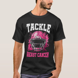Tackle Football Breast Cancer Awareness Pink Ribbo T-Shirt
