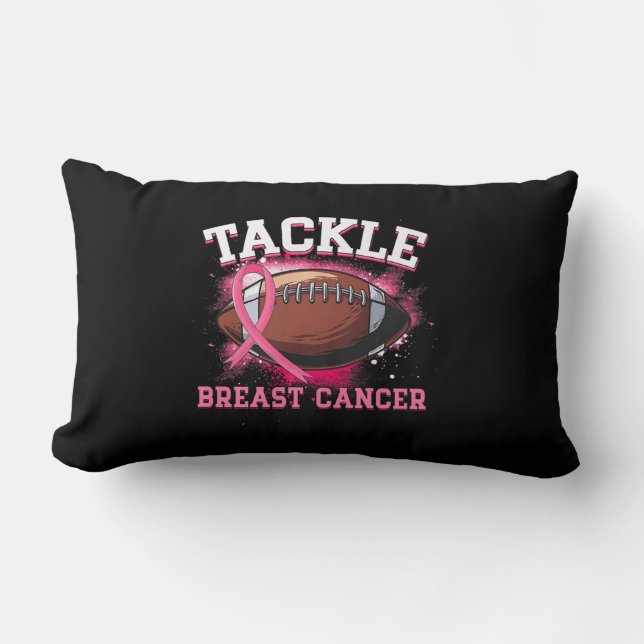 Tackle Football Pink Ribbon Breast Cancer Awarenes Lumbar Cushion (Front)