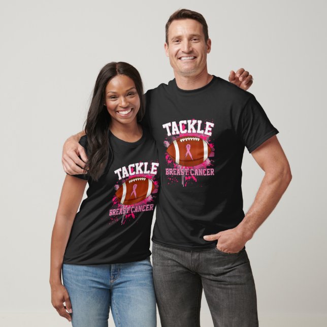Tackle Football Pink Ribbon Breast Cancer  T-Shirt (Unisex)