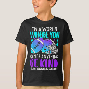 Tackle Football Teal Purple Ribbon Suicide Prevent T-Shirt