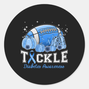 Tackle Footll Diabetes Blue Ribbon Dibetes Awarene Classic Round Sticker