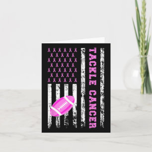 Tackle Footll Pink Ribbon Breast Cancer Awareness Card