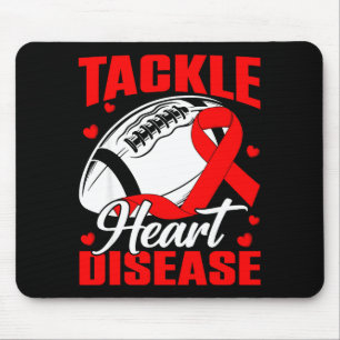 Tackle Heart Disease Awareness Football Red Ribbon Mouse Pad