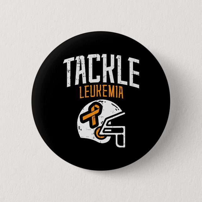 Tackle Leukaemia Helmet Orange Ribbon Blood Cancer 6 Cm Round Badge (Front)