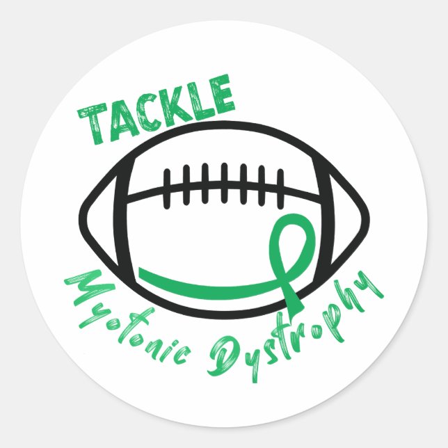 Tackle Myotonic Dystrophy with Awareness Ribbon  Classic Round Sticker (Front)