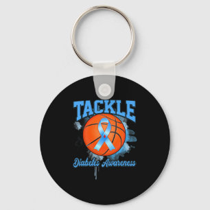 Tackle Sketll Blue Ribbon Diabetes Awareness  Key Ring