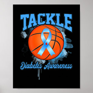 Tackle Sketll Blue Ribbon Diabetes Awareness Poster