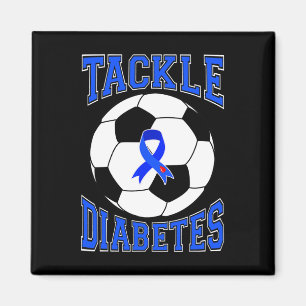 Tackle Soccer Blue Ribbon Tackle Diabetes Awarenes Magnet