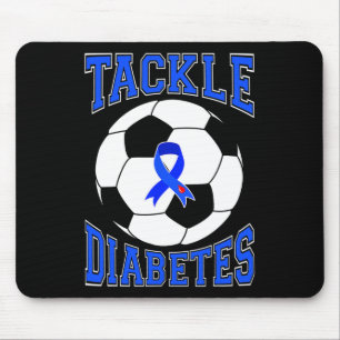 Tackle Soccer Blue Ribbon Tackle Diabetes Awarenes Mouse Pad