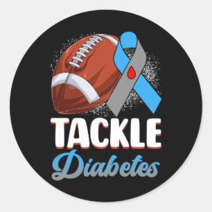 Tackle Type 1 Diabetes Awareness Football Blue And Classic Round Sticker