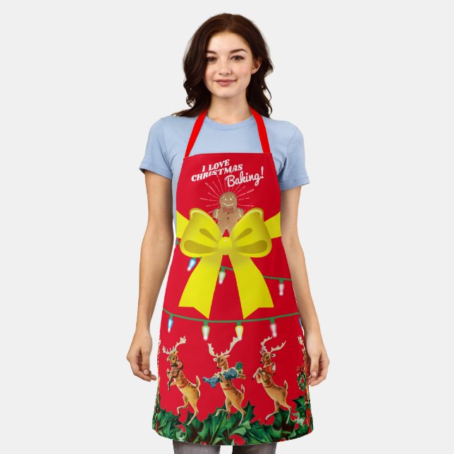 Tacky Christmas baking personalised kitchen Apron (Worn)