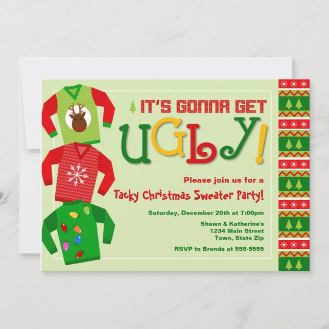 Tacky Christmas Sweater Party Invitation (Front)