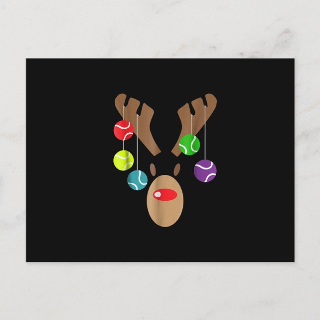 Tacky Christmas Tennis Reindeer With Tennis Ball Invitation Postcard (Front)