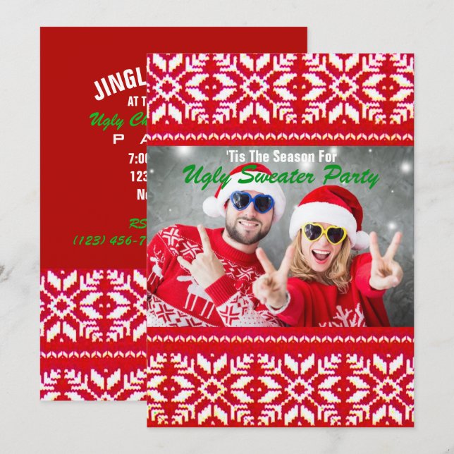 Tacky Christmas Ugly Sweater Party Invitation (Front/Back)