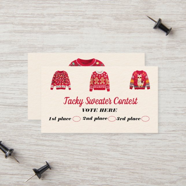 Tacky Sweater Contest Voting Cards (Front/Back In Situ)