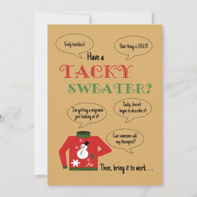Tacky Sweater Office Christmas Party Invitation (Front)