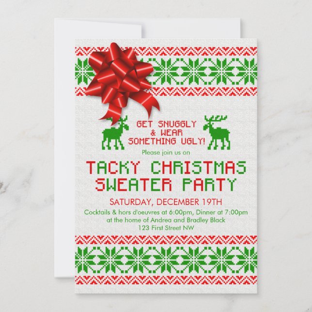 Tacky Ugly Christmas Sweater Party Invitation (Front)